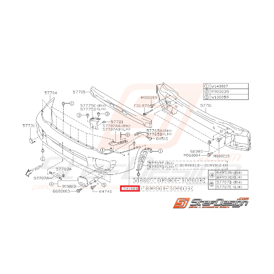 Clips support de pare choc arrière WRX/STI 01-07 Clips support de pare choc arrière WRX/STI 01-07