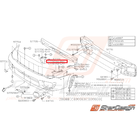 Support de pare-choc latéral WRX/STI 01-02