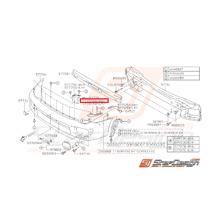 Support de pare-choc latéral WRX/STI 01-02