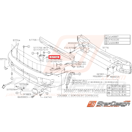 Fixation d'écope d'air WRX 01-02