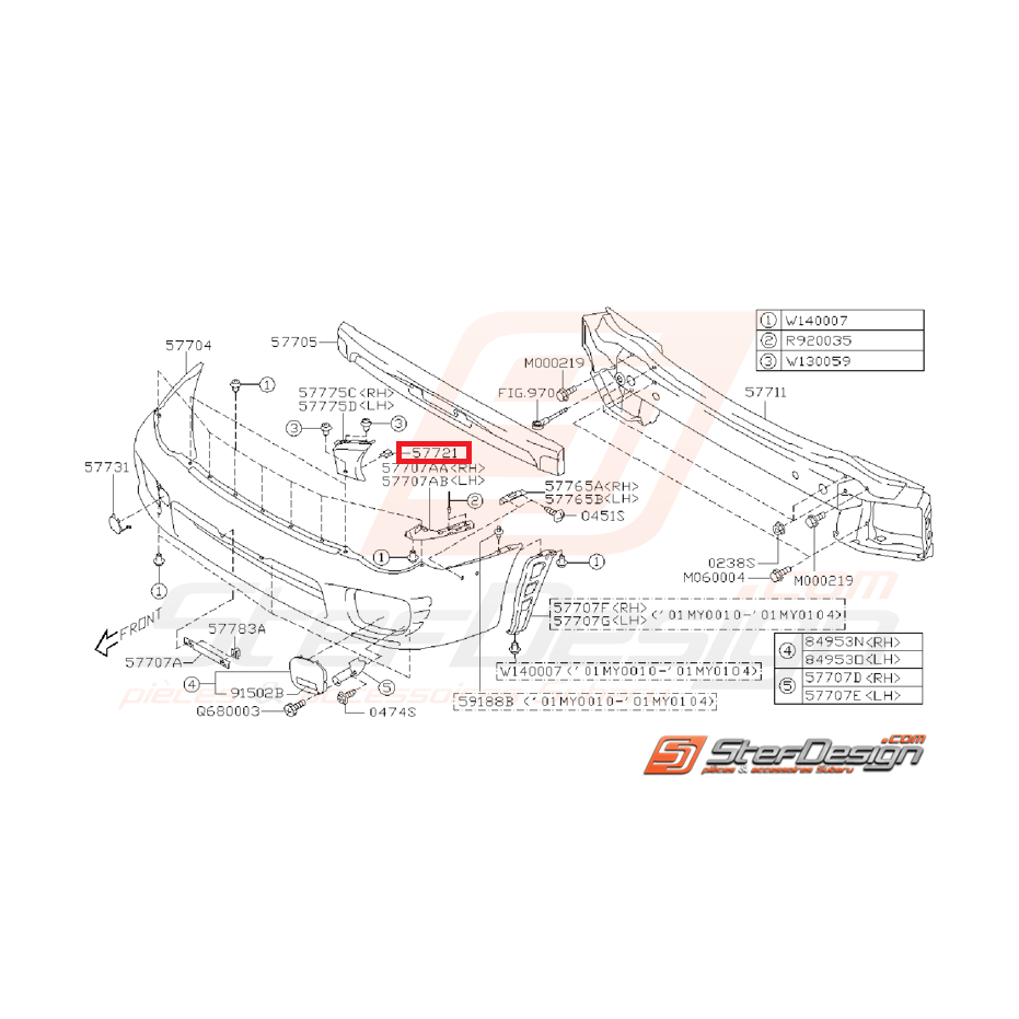 Fixation d'écope d'air WRX 01-02