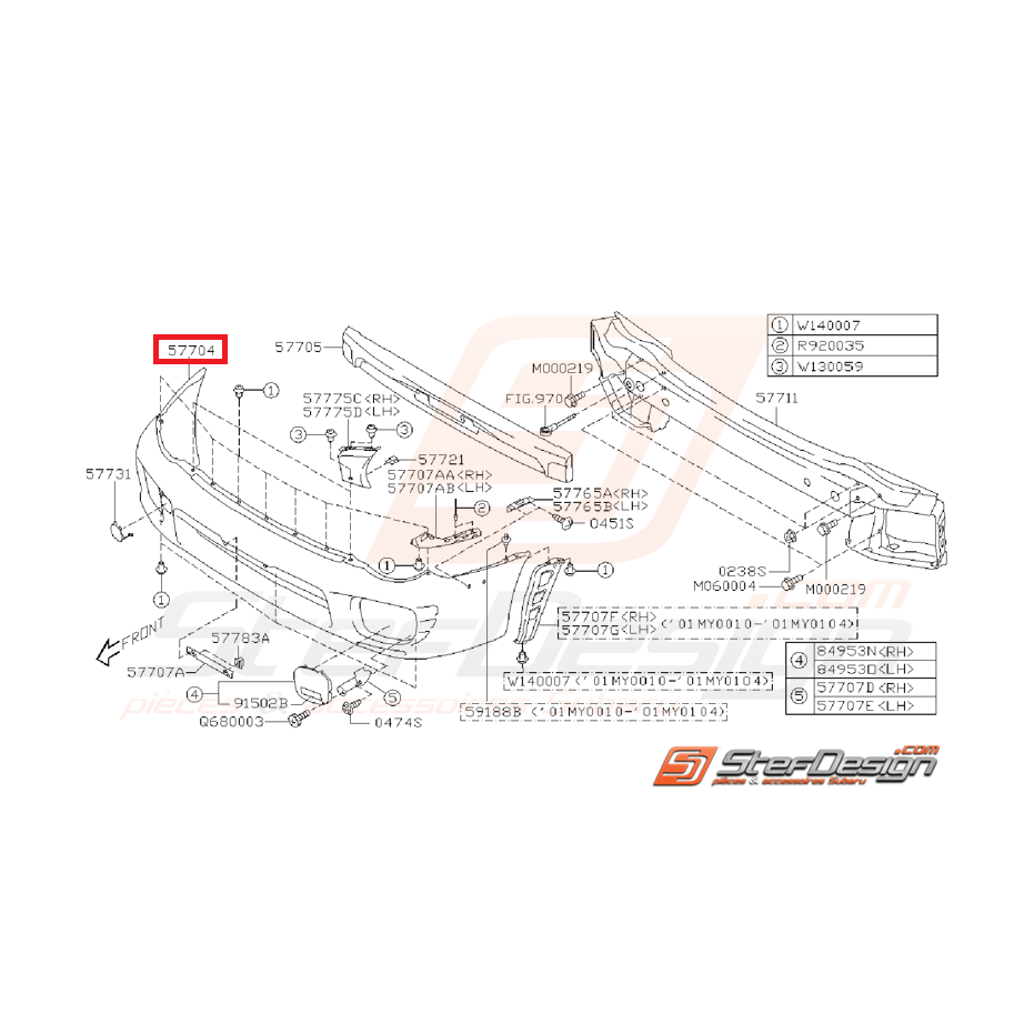 Pare choc avant subaru WRX/STI 01-02