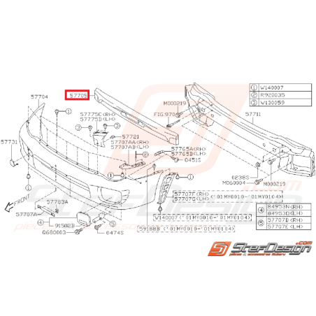 Absorbeur pare choc avant subaru impreza WRX/STI 01-02