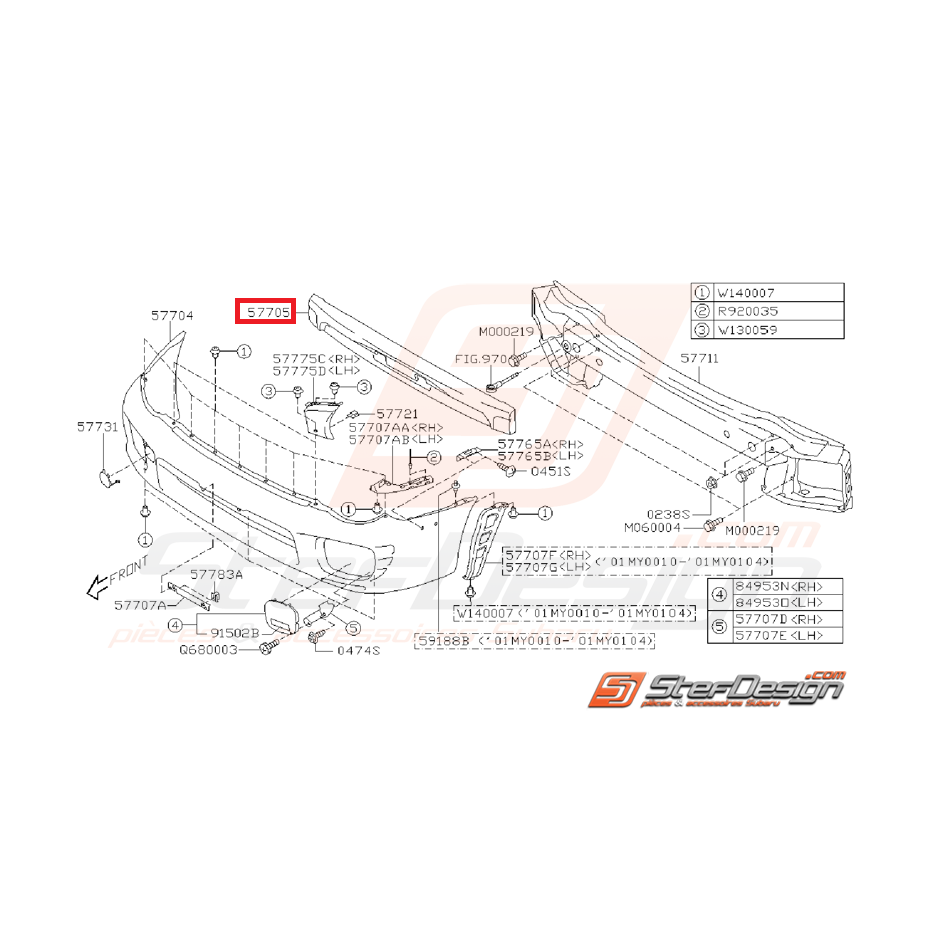 Absorbeur pare choc avant subaru impreza WRX/STI 01-02