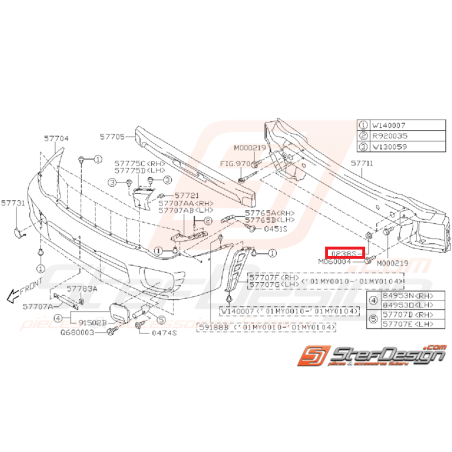 Écrou traverse de renfort pare-choc WRX/STI 01-05 Écrou traverse de renfort pare-choc WRX/STI 01-05