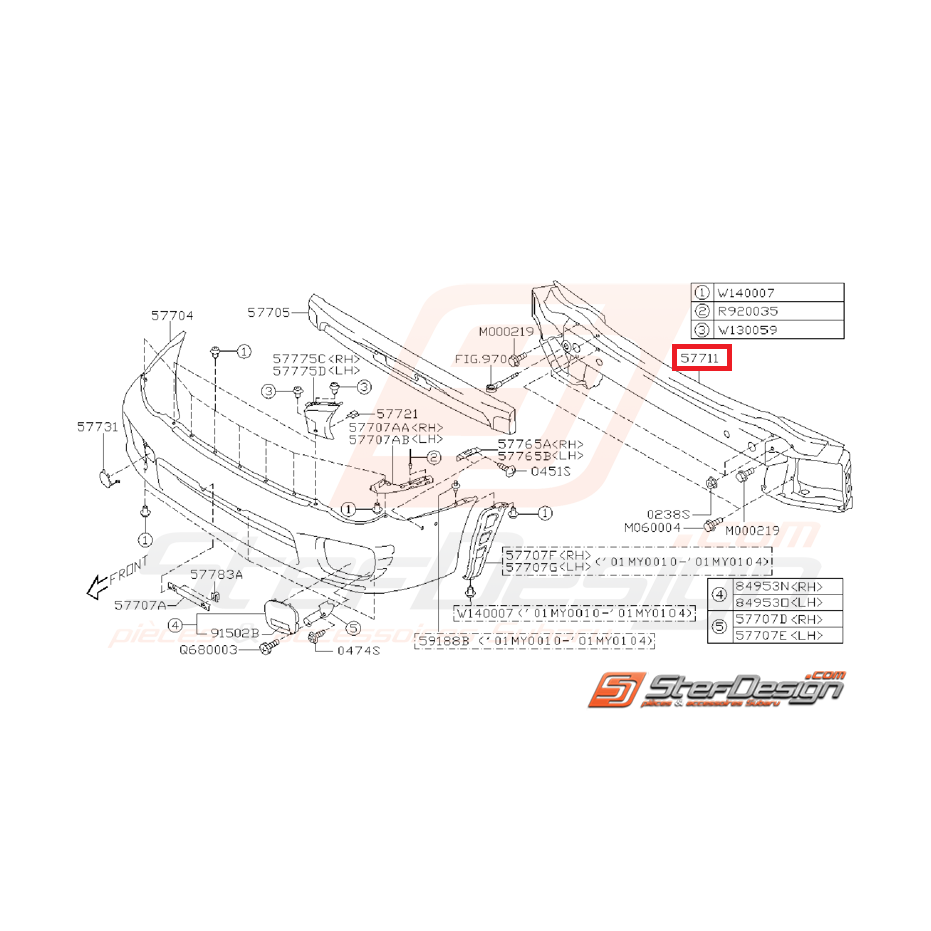 Renfort central pare choc avant WRX/STI 01-02