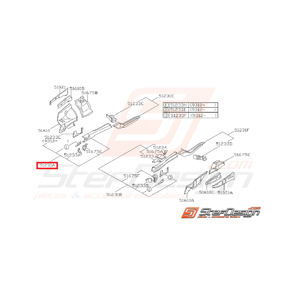 Longeron joue d'aile avant SUBARU GT 94-00 Longeron joue d'aile avant SUBARU GT 94-00