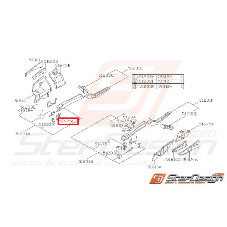 Support complet traction joue d'aile avant SUBARU GT 94-00