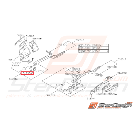 Renfort longeron joue d'aile avant SUBARU GT 94-00