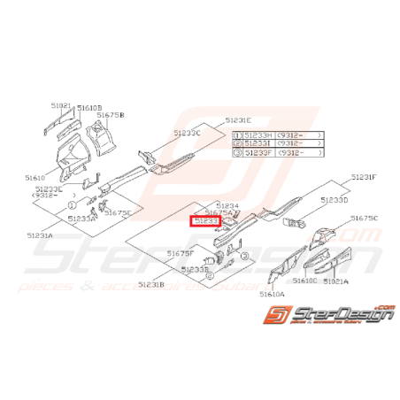 Renfort pare choc joue d'aile avant SUBARU GT 94-00