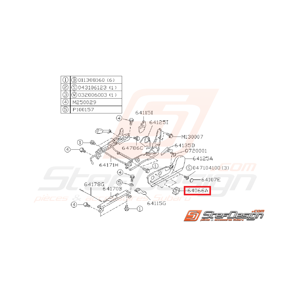 Levier releveur siège conducteur SUBARU GT 99-00