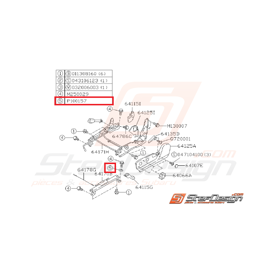 Rondelle siège conducteur SUBARU GT 99-00