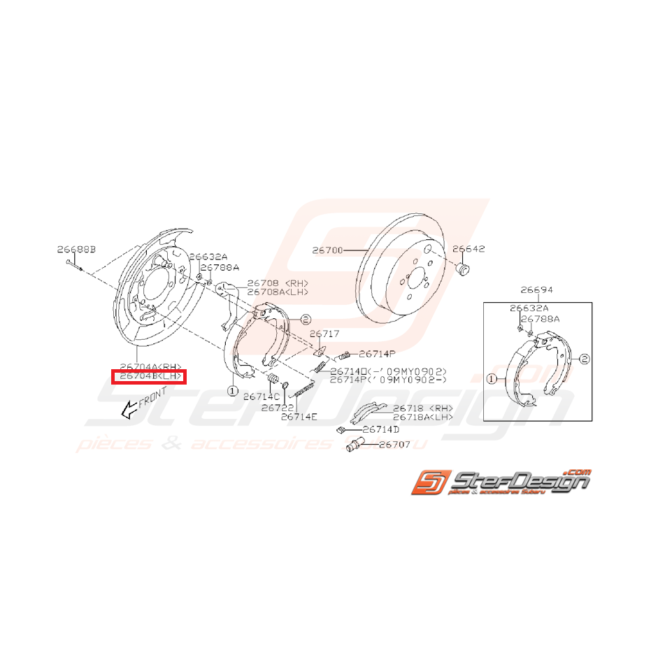 Flasque disque arrière subaru WRX 08-11