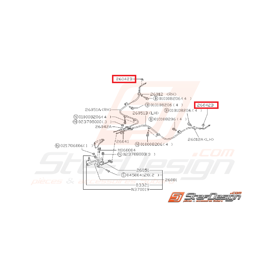 Attache câble de frein a main SUBARU GT 98-00 WRX/STI 01-14 Attache câble de frein a main SUBARU GT 98-00 WRX/STI 01-14