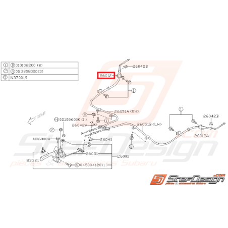 Guide de câble droit de frein a main GT 93-00 WRX/STI 01-07