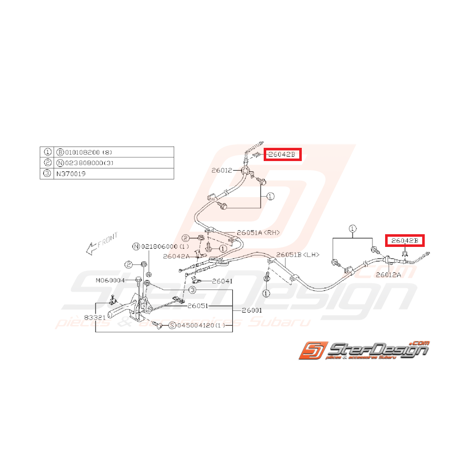 Attache câble de frein a main SUBARU GT 98-00 WRX/STI 01-14 Attache câble de frein a main SUBARU GT 98-00 WRX/STI 01-14