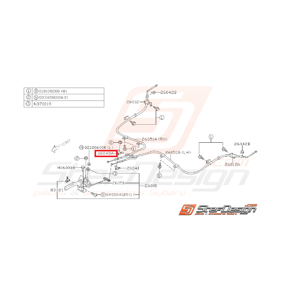 Attache câble de frein SUBARU WRX/STI 01-04 Attache câble de frein SUBARU WRX/STI 01-04