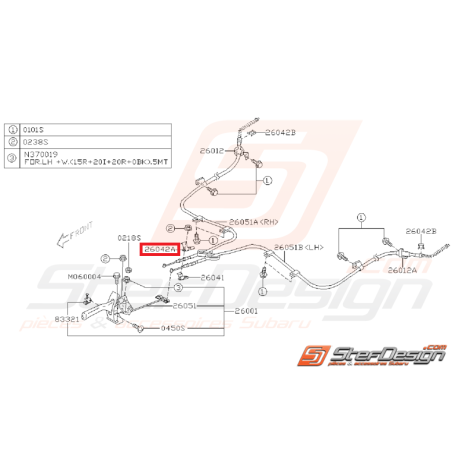 Attache levier de frein a main WRX/STI 2005