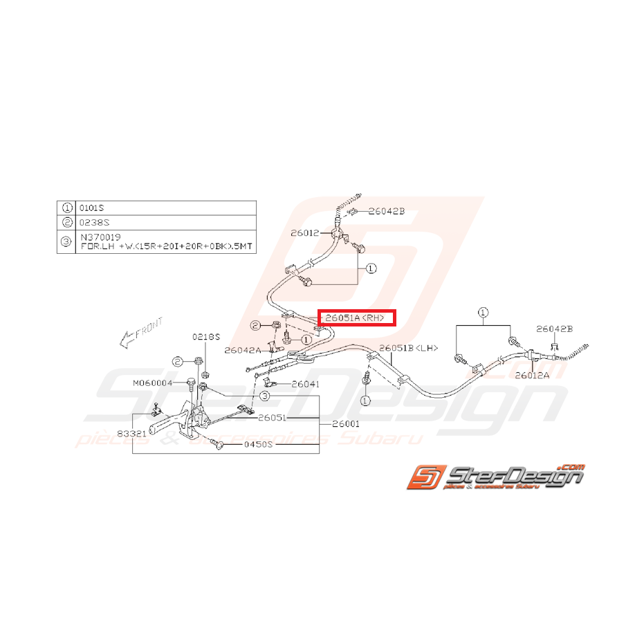 Câble de frein a main droit STI 06-07 Câble de frein a main droit STI 06-07
