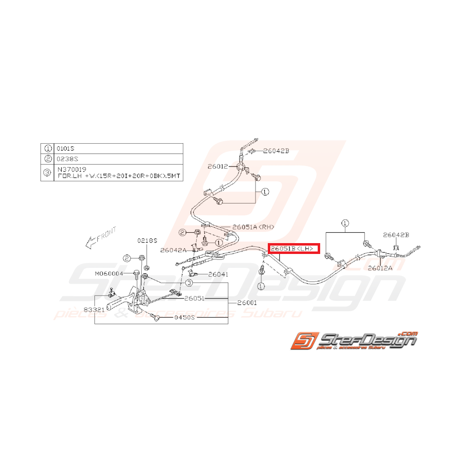 Câble de frein a main gauche STI 06-07 Câble de frein a main gauche STI 06-07