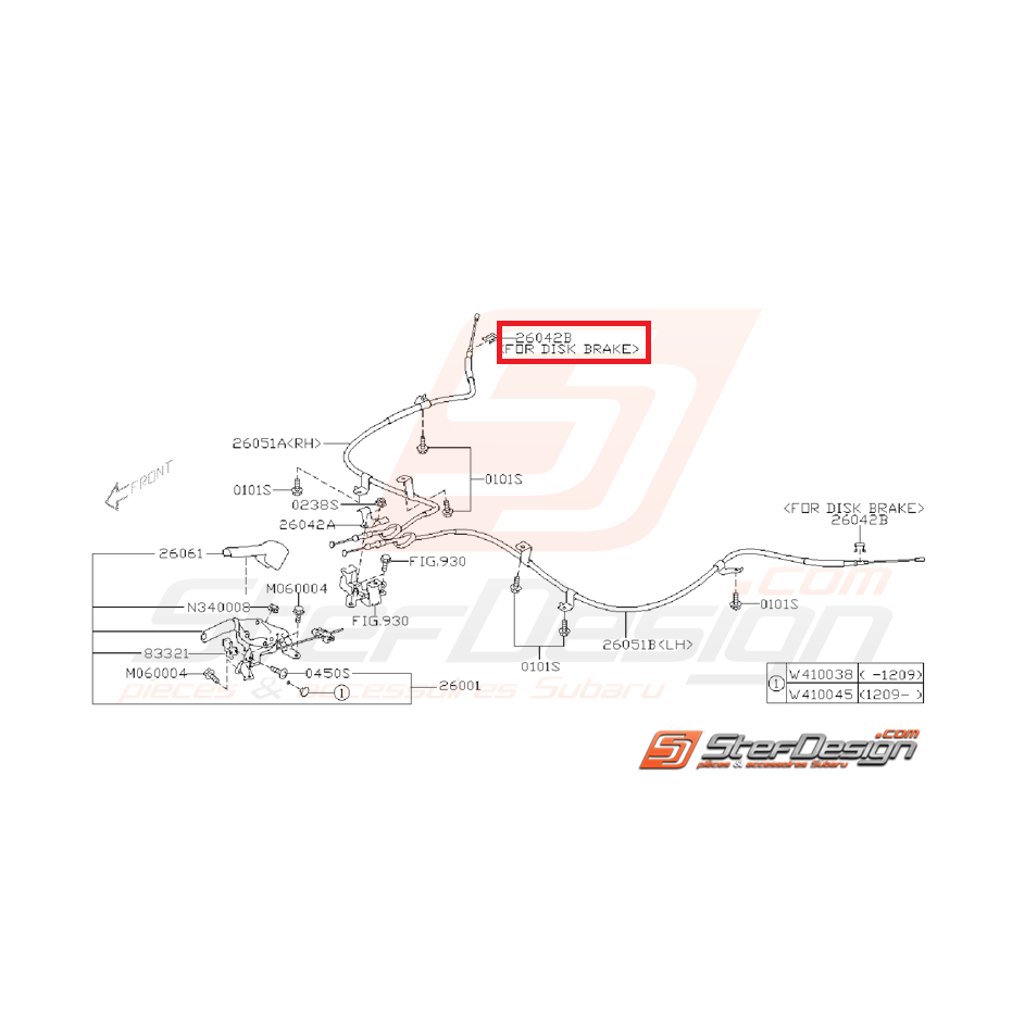 Attache câble de frein a main SUBARU GT 98-00 WRX/STI 01-14 Attache câble de frein a main SUBARU GT 98-00 WRX/STI 01-14
