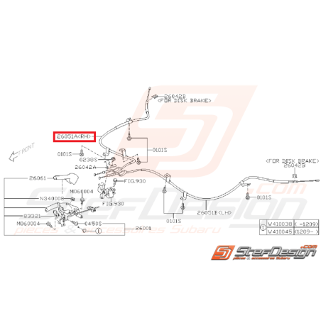 Câble de frein a main droit WRX/STI 08-14