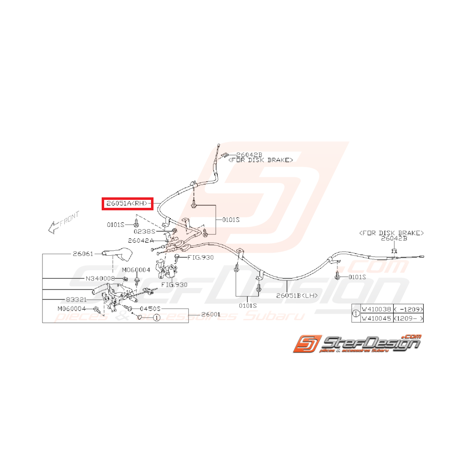 Câble de frein a main droit WRX/STI 08-14