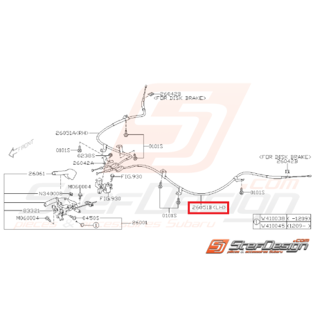 Câble de frein a main gauche WRX/STI 08-14