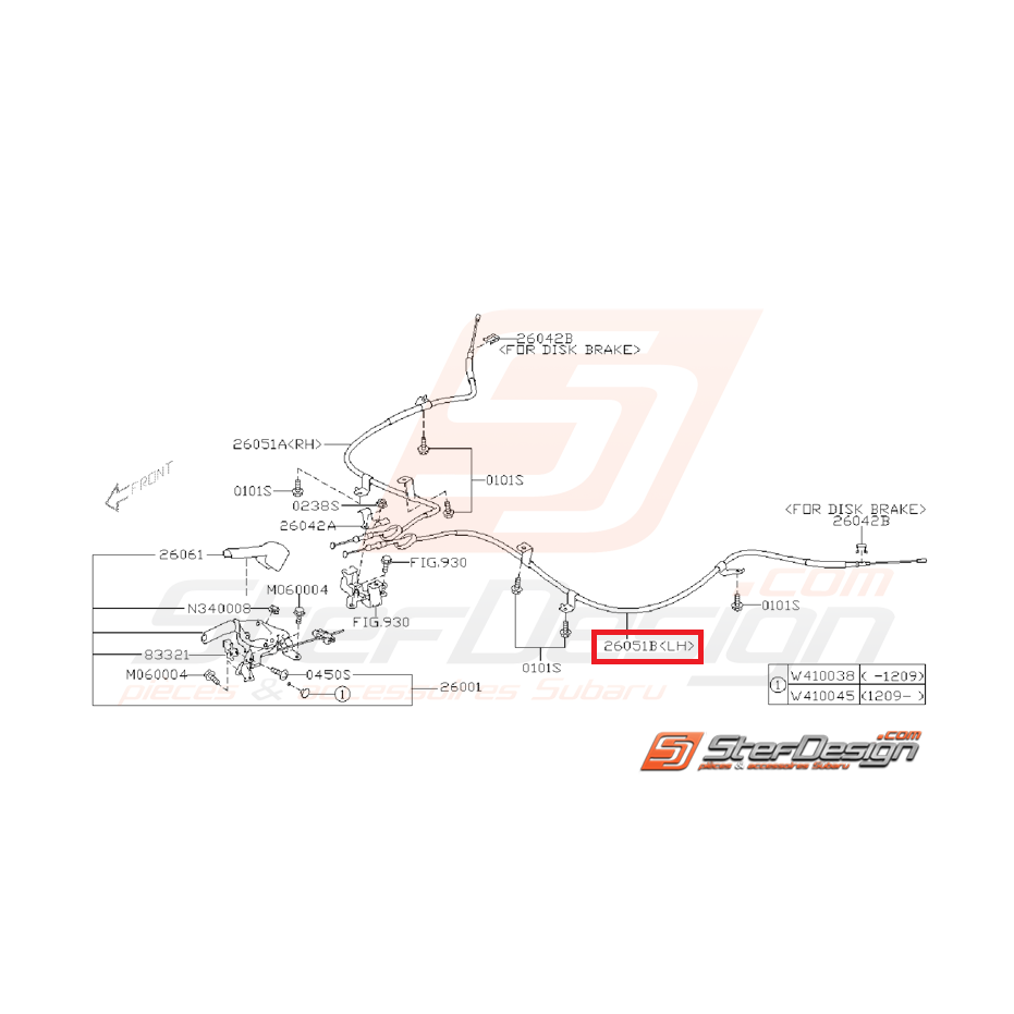 Câble de frein a main gauche WRX/STI 08-14 Câble de frein a main gauche WRX/STI 08-14