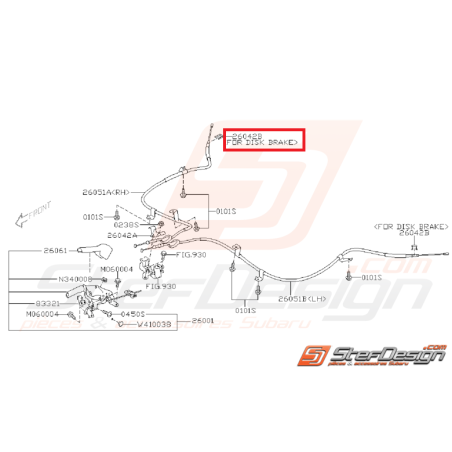 Attache câble de frein a main SUBARU GT 98-00 WRX/STI 01-14