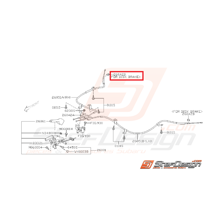 Attache câble de frein a main SUBARU GT 98-00 WRX/STI 01-14 Attache câble de frein a main SUBARU GT 98-00 WRX/STI 01-14