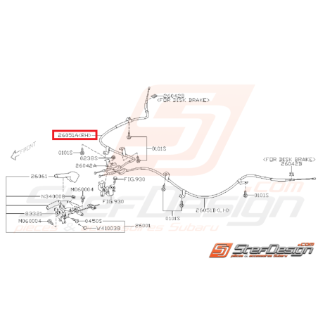 Câble de frein a main droit WRX/STI 08-14