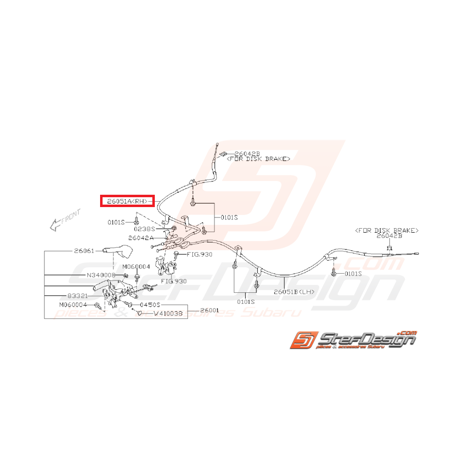 Câble de frein a main droit WRX/STI 08-14