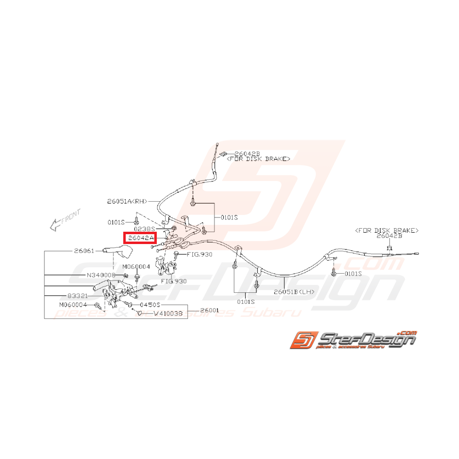 Attache câble de frein SUBARU WRX/STI 01-04 Attache câble de frein SUBARU WRX/STI 01-04