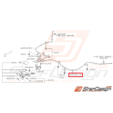 Câble de frein a main gauche WRX/STI 08-14