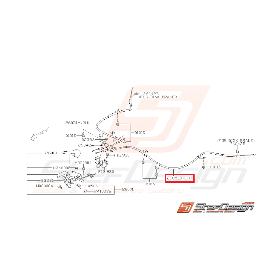 Câble de frein a main gauche WRX/STI 08-14 Câble de frein a main gauche WRX/STI 08-14