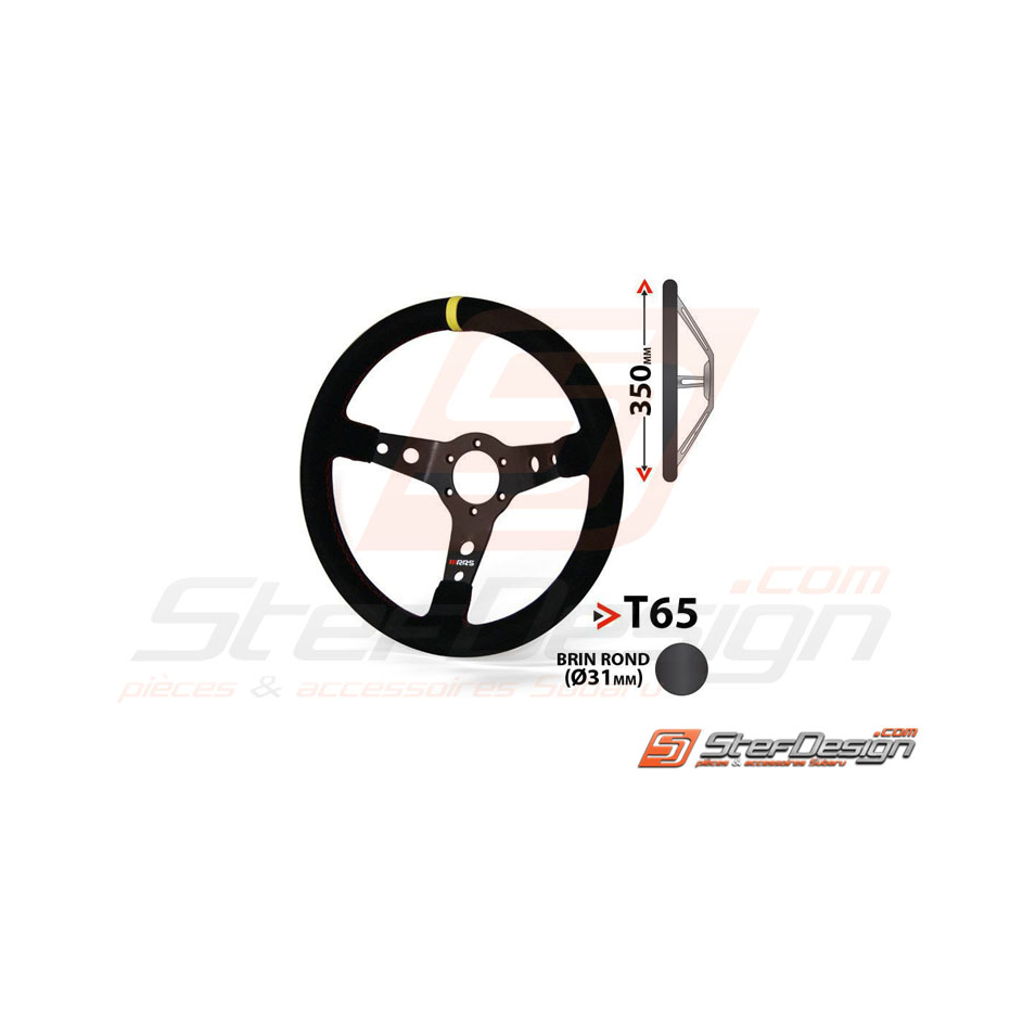 Volant "RRS" 3 branches tulipé 65° NOIR