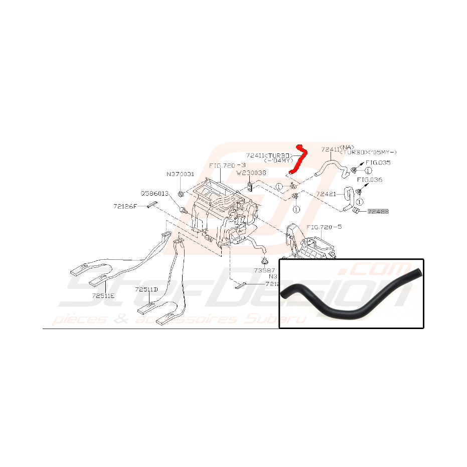 Durite de chauffage admission pour impreza WRX 2001