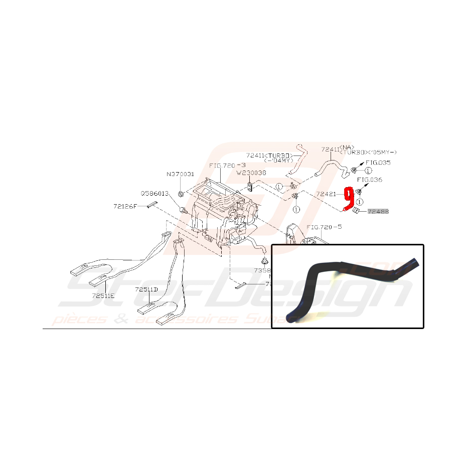 Durite de chauffage pour impreza WRX/STI 2001-2003