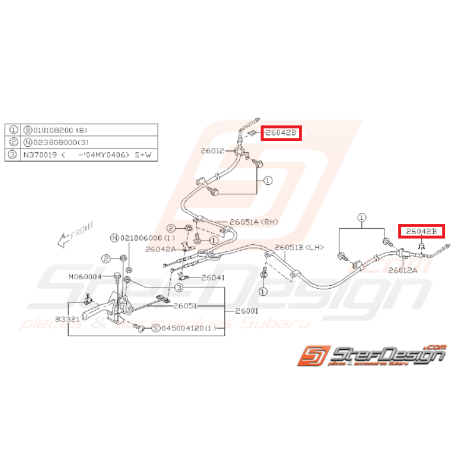 Attache câble de frein a main SUBARU GT 98-00 WRX/STI 01-14