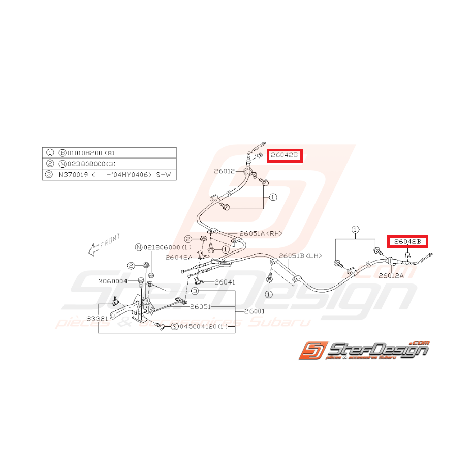 Attache câble de frein a main SUBARU GT 98-00 WRX/STI 01-14 Attache câble de frein a main SUBARU GT 98-00 WRX/STI 01-14
