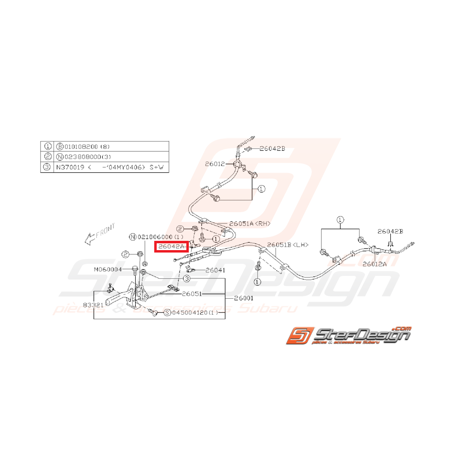 Attache câble de frein SUBARU WRX/STI 01-04 Attache câble de frein SUBARU WRX/STI 01-04