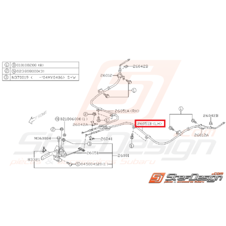 Câble de frein a main gauche WRX 01-04