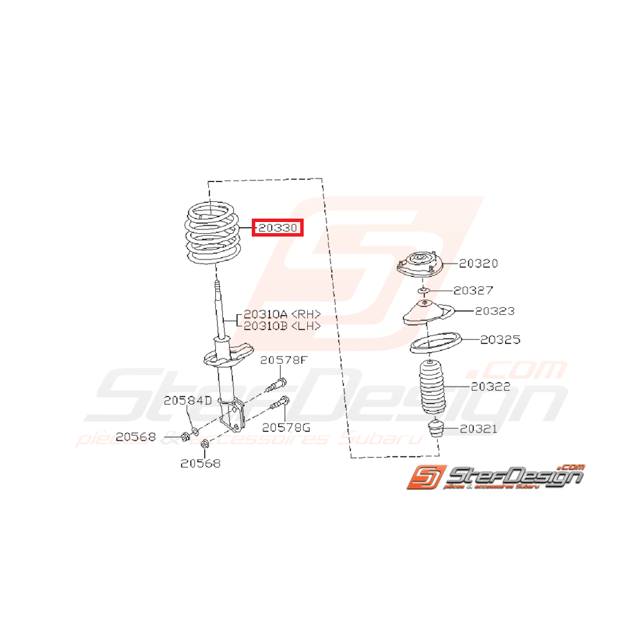 Ressorts amortisseurs avant origine SUBARU GT 98-00
