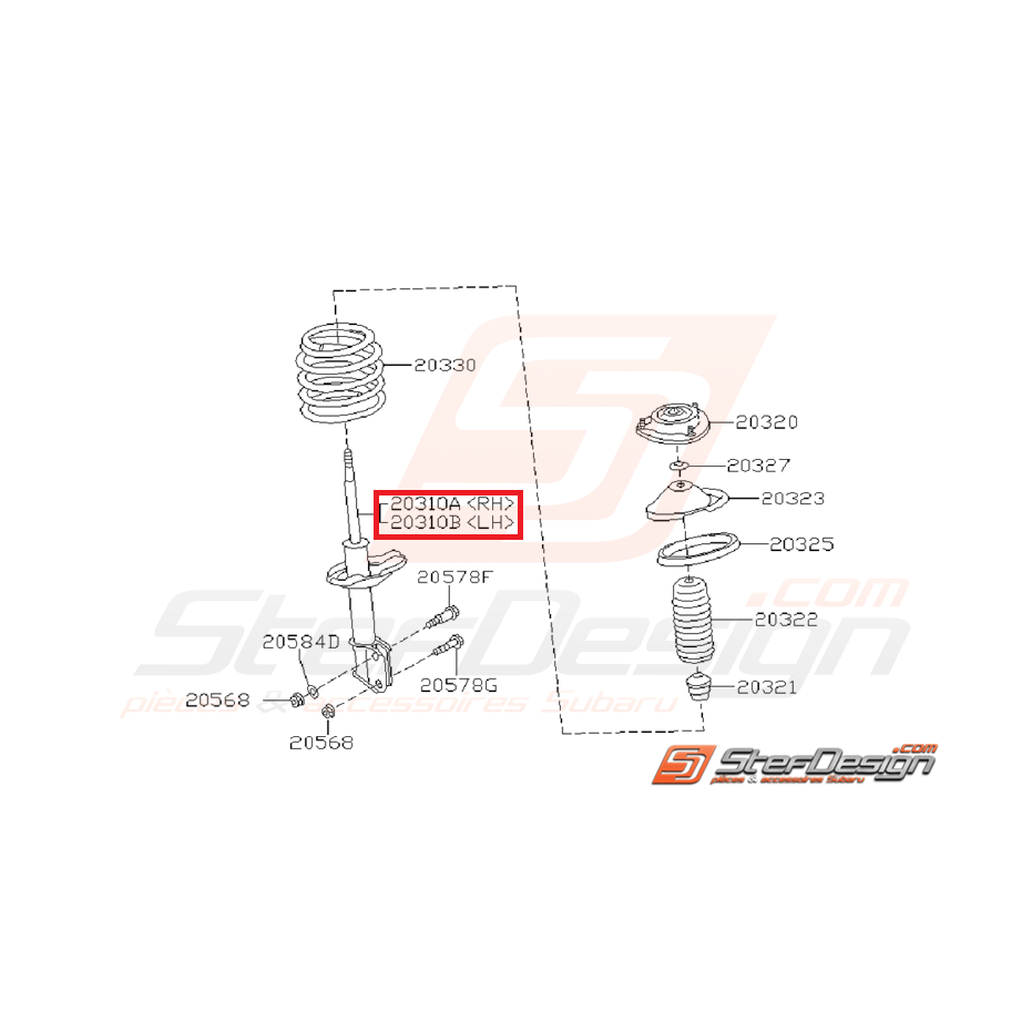 Amortisseurs avant origine SUBARU GT 93-00