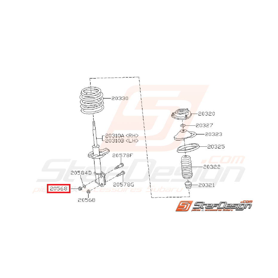 Ecrou de vis tirant arrière et d'amortisseur