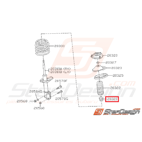 Renfort d'amortisseur avant sur tige GT 93-00 WRX 01-05/08-11