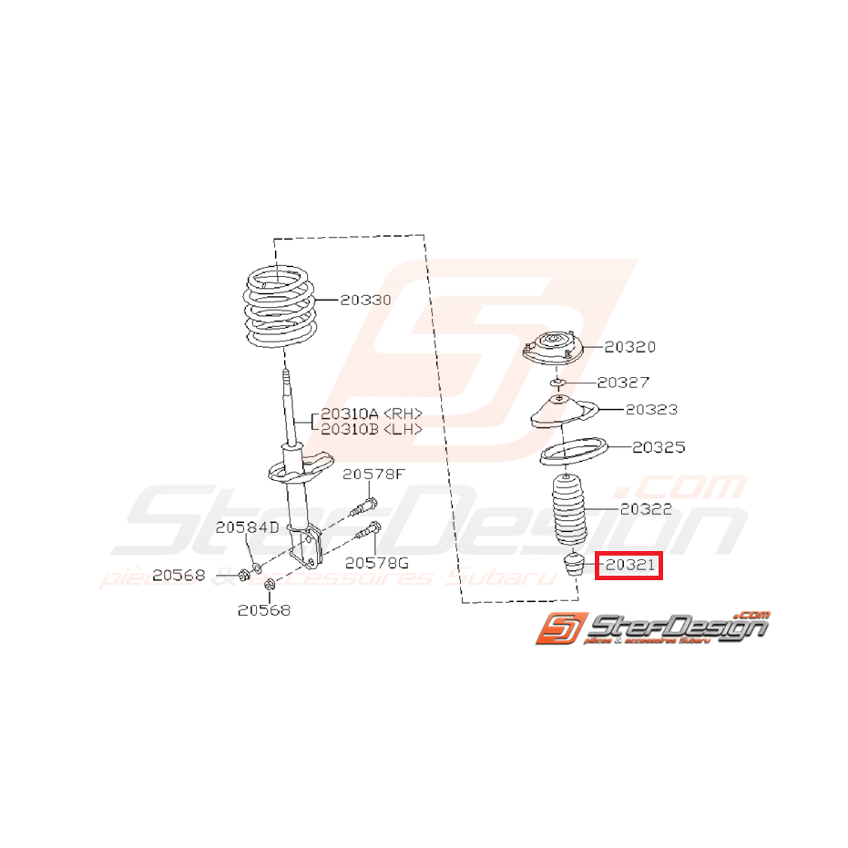 Renfort d'amortisseur avant sur tige GT 93-00 WRX 01-05/08-11 Renfort d'amortisseur avant sur tige GT 93-00 WRX 01-05/08-11