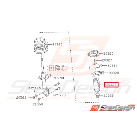 Cache poussière amortisseur avant GT 93-00 WRX 01-04