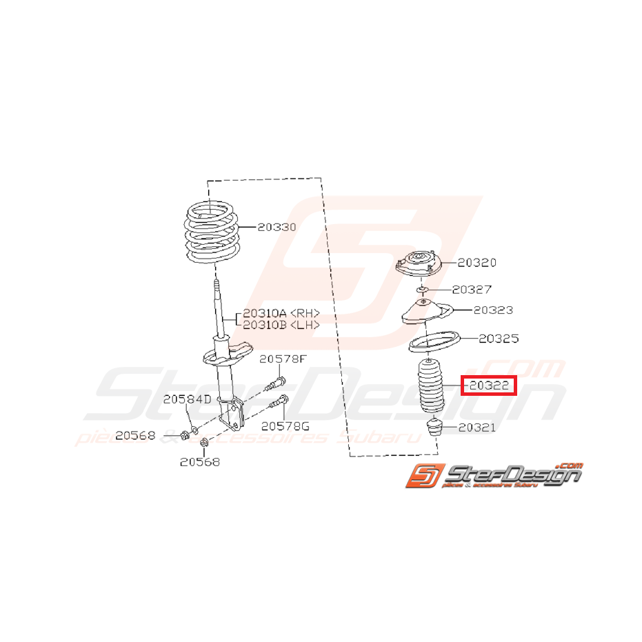 Cache poussière amortisseur avant GT 93-00 WRX 01-04